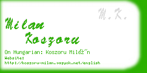 milan koszoru business card
